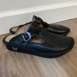 Alegria Black Leather Mules